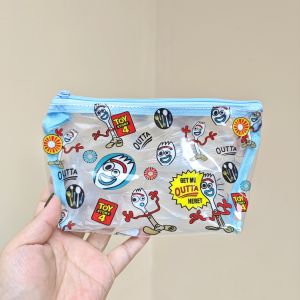 DiJia Toys ZONG Transparent Makeup Bag Pen Holder Storage Pouch 4 Forks Daily Learning Supplies PVC Material