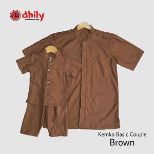 Kemko Basic couple ayah anak baju koko couple ayah anak BROWN by Dhily