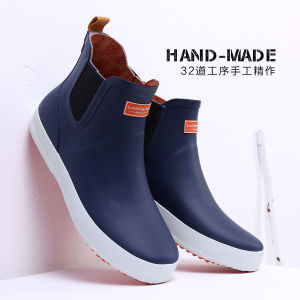 Low-Top Mens Rubber Rain Boots Comfortable Waterproof Fishing Shoes Casual Fashion Short Tube Trendy Good Rain Season