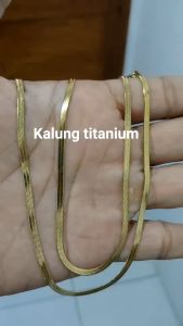 Kalung Titanium Gepeng Silver Gold & Black: Fashion Anti Karat Untuk Pria & Wanita