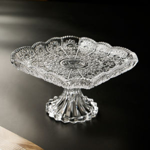 Small Sized Engraved Crystal Glass Fruit Tray Hotel Supplies Candy Tray Counter Top KTV Snack Tray European Style Pure Color