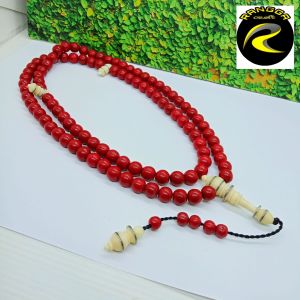 tasbih batu Marjan merah kombinasi tulang sapi D78