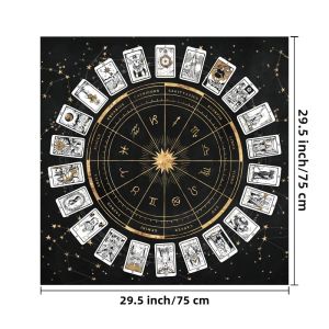 VIKAMA Cung Hoàng Đạo Chiêm Tinh Học Bánh Xe Tarot Bàn Thờ Vải Chống Thấm Nước Có Thể Giặt Bằng Máy Bói Toán Đọc Thảm Trang Trí Nhà Phù Thủy
