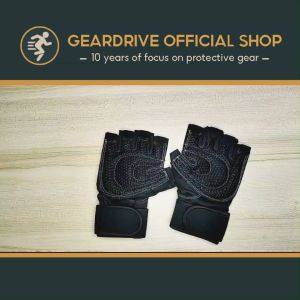 GEARDRIVE Weight Lifting Gym Workout Gloves With Wrist Wrap Support For Men And Women Full Palm Protection Weightlifting Training Fitness Exercise Pull Ups