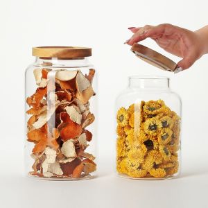 Nordic Style Jar Food Storage Tank Miscellaneous Food Storage Dried Fruit Storage Organizer Borosilicate Glass Solid Wood Lids Food Storage & Dispensers Acacia Mangium Sealed Lid