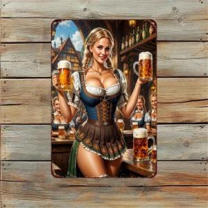 CIFbuy | Vintage Metal Tin Sign 20x30cm Retro Garage Workshop Wall Decor Art Pin Up Girl for Man Cave Home Bar Garage