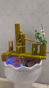 thác nước tiểu cảnh bằng tre đẹp_thác nước mini trang trí