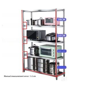 Stainless Steel Kitchen Storage Rack Floor-Mounted Multi-Layer Shelf Home Use Multi-Purpose Cabinet Shelf Five Layers Rack