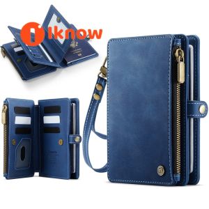 I know RFID Blocking Retro Multifunctional Passport Wallet Card Holders Bags Premium PU Leather Zipper Fashion Handbag Coin Purse