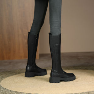 Knight Boots Women Knee High 2023 New Retro Easy Matching Flats below the Knee Boots Leggings Genuine Leather Long Boots Women