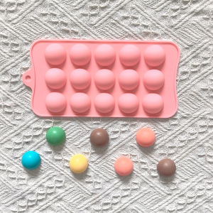15 cavity semi-circular chocolate silicone mold used for candy chocolate cookies and handmade baking tools in the kitchen