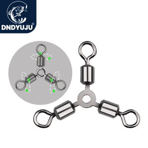 DNDYUJU 10pcs Brass Three Way Rolling Swivels Fishing Connector Rolling Swivels Accessories Fishhook Tackle