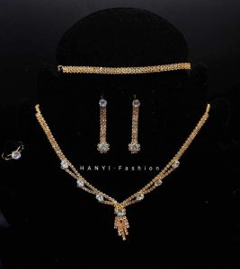New Korean Fashion Jewerly Set 4in1 0ne Pack for Womens metalic gold stone