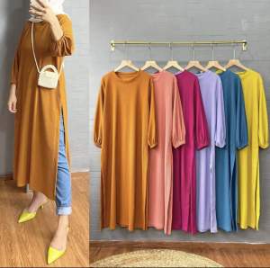 Tania Long Tunik Knit Jumbo Premium|Atasan Wanita Knit Hornets|Tunik Wanita Viral Terbaru Kekinian