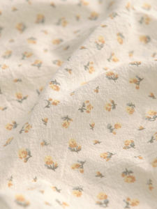 Handmade Orange Flower Cotton Linen Fabric Dress Shirt Childrens Clothing Curtain Fabric Washed Cotton Linen Material