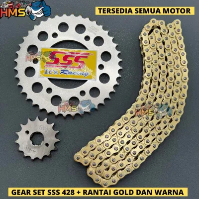 Gir Set SSS 428 Satria Fu Satria Fu Face List Gir SSS Satria Fu Lama Shogun 125 Smash SHOGUN 125 SHOGUN SP Rantai Warna Gold 428H