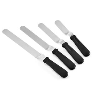 8 Inch Stainless Steel Cake Spatula Knife Straight Curve Butter Cream Scraper Fondant Bakeware Tools Non-Slip Smoother
