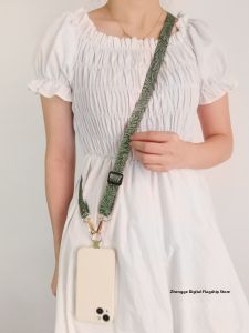 Adjustable Wide Canvas Phone Strap Crossbody Bag Chain Non-Choking Bee Patterned Painted Strap for Children And Adults