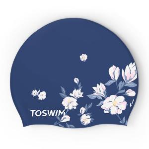 toswim | Large Size Waterproof Earmuff Printed Silicone Swimming Cap