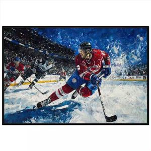 Tranh thể thao khúc côn cầu trên băng. Tranh treo tường dán tường sơn dầu canvas trang trí. CGI-1541
