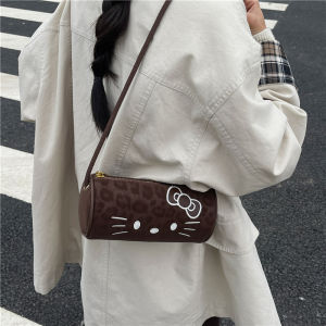 Adorable Cat Pillow Bag for Girls Stylish Leopard Print Color Block Sweet Elegant Design Childrens High Aesthetic Bag