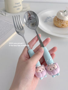 Creative Cute 304 Stainless Steel Spoon Fork Set Western Dining Utensils Home Use Elegant Girls Heart Silicone Handle