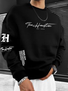 Fashionable Mens Autumn New Style Letter Printed Soft and Comfortable Long Sleeve Hoodie Outdoor Street Style Top