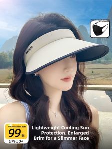 XINGGONGGUAN | New 2025 Womens Sun Hat UV Protection Empty Top Ice Silk Large Brim Hat Face Covering Summer Casual Style Travel Cap