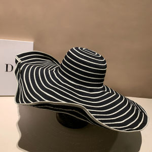 Womens Large Brim Straw Sun Hat Summer Beach Vacation Versatile UV Protection Sunshade Hat Casual Style Polyester Fiber