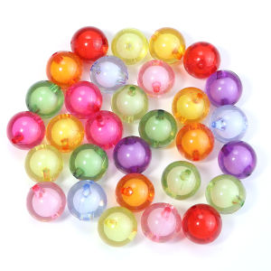 30-100pcs/lot Round Transparent Acrylic Beads 8/10/12/16mm Colorful Loose Spacer Beads For DIY Jewelry Making Accessories