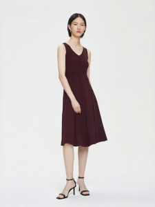 Vero Moda | Đầm A-Line Eo Cao Vòng Cổ V Không Tay Len Sang Trọng Mới Thu