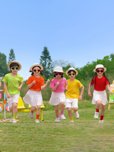 Colorful Pure Cotton Short Sleeve T-Shirt Childrens Candy Color Performance Suit Kindergarten Solid Color Dance Costume