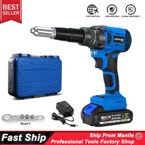 21V Electric Rivet Gun Cordless Rivet Nut Gun Drill Insert Nut Pull Riveting Tool 3.2-4.8mm With LED Light