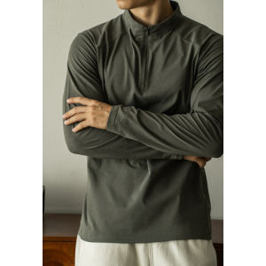 UBV | Lightweight Quick-Dry Half-Zip Stand Collar Long Sleeve T-Shirt