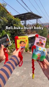 Gulalibooks Paket Buku Bayi High Contrast isi 4 dengan Gantungan Stroller Mini Board Book