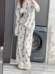 Bộ Đồ Ngủ Dài Tay Hở Vai Hoạt Hình Mùa Xuân Thu Cho Nữ Bộ Đồ Mặc Nhà Phong Cách Nhật Bản Ngọt Ngào Có Thể Mặc Ngoài Trời