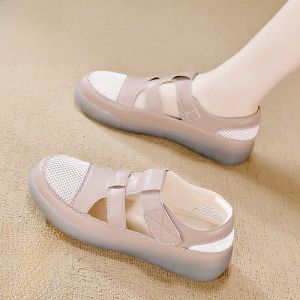 BEILIYUAN | Womens Flat Roman Sandals Breathable Casual Shoes Summer 2025 New Style Versatile Mesh Airy Flats Comfortable Mom Sports Sneakers