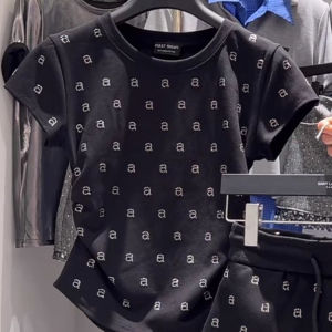 Fashionable Short Set for Small Women Spicy Girl Summer New Arrival Two-Piece Suit Half Skirt Short Print Polyester Fiber