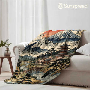 Beast Kingdom | Fuji Mountain Ukiyo-e Soft Warm Flannel Blanket Lightweight Cozy Christmas Halloween Home Decor Room