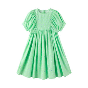 MUCMUKN | Cooling Tencel Childrens Girl Bubble Sleeve Floral Dress