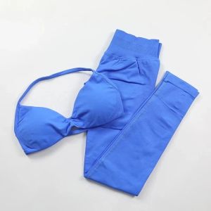 โยคะ 2 ชิ้นฤดูร้อนผู้หญิงฟิตเนสโยคะฟิตเนสชุดยกสะโพกกางเกงคอ Bra 2025 Dopamine สี Scheme พิลาทิส