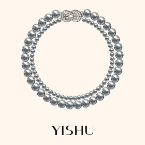 YISHU | Dây Chuyền Ngọc Trai Nước ngọt Xám Đa Lớp