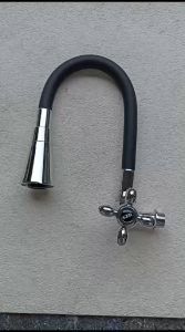 [ FERRUM ] Kran Angsa Fleksibel Kran Cuci Piring Keran Sink Kran Dapur Dinding Hitam Ek.209-H3 & Kmd.209-X2 Terompet