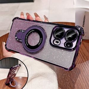 เคสกากเพชร OPPO Reno 14 Pro 14F 5G Reno14Pro Reno14 Pro Reno14F 5G 2025 เคสพร้อมดีไซน์ใหม่หรูหราใสกันกระแทกแบบตัวยึดแท่นแม่เหล็ก