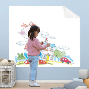 60x200cm Electrostatic Adsorption Whiteboard Wall Sticker Movable Writing Graffiti Wallpaper for Kids Office Waterproof Wall Protection Film Adhesive Free Sticker Reusable