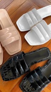 OKAIDO Sandal Flat Slides Wanita Cewek Perempuan Model Gelombang Gaya Fashion Korea Style Kekinian
