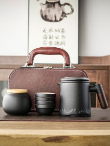 Portable Travel Tea Set Mini Set Portable Outdoor Camping Quick Cup One Pot Four Cups Teapot Tea Drinking Equipment