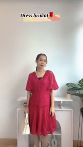 [Basica Moda] 0986 Gaun Dress Midi Wanita Spring Flare Cotton Lace Import