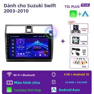 JMCQ 2 DIN Android 11 Radio Stereo Máy Nghe Nhạc Đa Phương Tiện Điều Hướng GPS Cho Suzuki Swift 2003-2010 Với Hỗ Trợ Thẻ Nhớ DSP 4G
