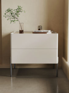 Smart Cream Style Nightstand with Wireless Charging and Light